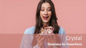  Presentation with lips - PPT layouts having image-of-surprised-young-woman background and a coral colored foreground