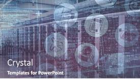  Presentation with server room - Theme with image-of-technological-icons background and a gray colored foreground