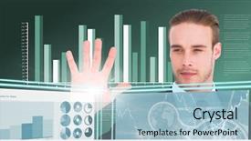  Presentation with technology - Presentation theme with image of technology interface panels background and a light blue colored foreground