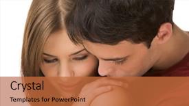  Presentation with shoulder - Amazing PPT theme having image of tender man kissing backdrop and a red colored foreground