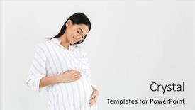 Presentation with pregnant woman - Audience pleasing presentation theme consisting of image of tender pregnant woman backdrop and a white colored foreground