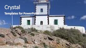  Presentation with santorini - Audience pleasing PPT layouts consisting of image of the beautiful santorini lighthouse backdrop and a ocean colored foreground