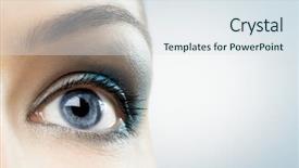  Presentation with eye care - Audience pleasing presentation theme consisting of image of the beauty eye backdrop and a sky blue colored foreground