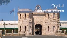  Presentation with prison - Beautiful slide set featuring image-of-the-entrance backdrop and a teal colored foreground