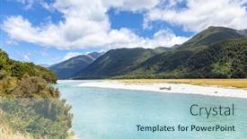  Presentation with new river valley - Slide deck consisting of image-of-the-haast-river background and a light blue colored foreground