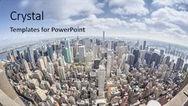  Presentation with new york - Presentation featuring image of the high rise background and a light blue colored foreground