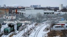  Presentation with railway tracks - Colorful theme enhanced with image-of-the-industrial-district backdrop and a gray colored foreground