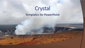  Presentation with igneous rock volcano - Presentation theme featuring image of the kilauea volcano background and a sky blue colored foreground