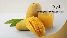  Presentation with mango juice - Slide set consisting of image of the mango background and a soft green colored foreground