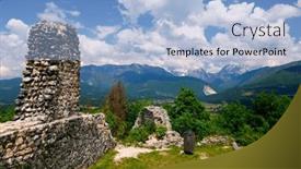  Presentation with city - PPT theme consisting of image-of-the-old-fortres and a light blue colored foreground