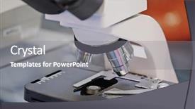  Presentation with scientific - Slide set featuring image of the professional medical laboratory microscope scientific microscope lens background and a gray colored foreground