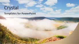  Presentation with river flowing - Beautiful presentation theme featuring image of the sinuous river backdrop and a light blue colored foreground