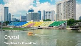  Presentation with soccer field - Colorful slide set enhanced with image of the soccer field backdrop and a gray colored foreground
