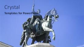  Presentation with king - Theme with crown scepter - image of the statue background and a light blue colored foreground