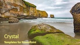  Presentation with tunnel - Audience pleasing presentation design consisting of image of the tunnel beach in new zealand backdrop and a tawny brown colored foreground