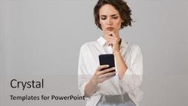  Presentation with thinking - Theme having image of thinking confused young background and a  colored foreground