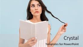  Presentation with thinking - Theme consisting of image of thinking young woman background and a lemonade colored foreground