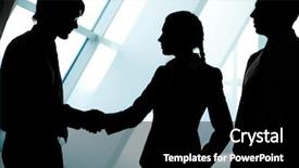  Presentation with three - Beautiful presentation theme featuring image of three businesspeople figures backdrop and a black colored foreground