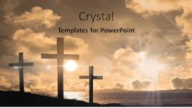  Presentation with christian easter - PPT layouts with image-of-three-christian-crosses background and a coral colored foreground