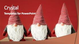  Presentation with white christmas - Audience pleasing PPT layouts consisting of image of three christmas gnomes backdrop and a crimson colored foreground