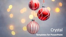  Presentation with christmas red - Amazing PPT layouts having image of three christmas red backdrop and a gray colored foreground