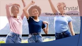  Presentation with diverse women - Presentation design consisting of image-of-three-diverse-women background and a coral colored foreground