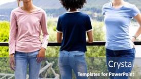  Presentation with diverse women - Presentation design consisting of image-of-three-diverse-women background and a ocean colored foreground