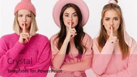  Presentation with pink girly - Theme having image-of-three-pretty-girls background and a red colored foreground