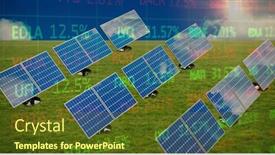  Presentation with sustainability solar energy panels - Slide deck consisting of image-of-trading-board background and a tawny brown colored foreground