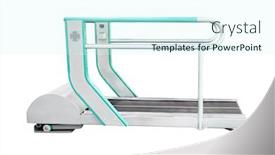  Presentation with treadmill - PPT theme with image of treadmill isolated under the white background background and a cool aqua colored foreground