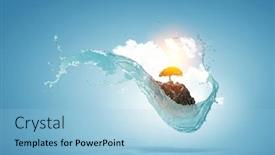  Presentation with wave - Colorful presentation design enhanced with image-of-tree backdrop and a light blue colored foreground