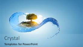  Presentation with wave - Amazing presentation theme having image-of-tree backdrop and a light blue colored foreground