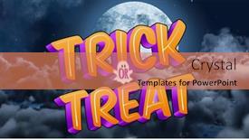  Presentation with night sky moon - Slide set featuring image-of-trick-or-treat background and a coral colored foreground
