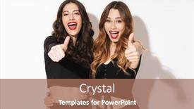  Presentation with two black women - Audience pleasing theme consisting of image-of-two-adorable-young backdrop and a coral colored foreground