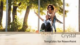  Presentation with african american girls - Beautiful presentation theme featuring image-of-two-delighted-african backdrop and a lemonade colored foreground