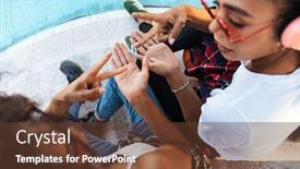  Presentation with african american girls - Presentation theme consisting of image-of-two-excited-african background and a tawny brown colored foreground