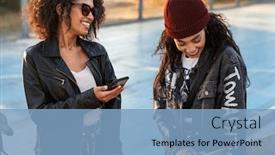  Presentation with african american girls - Cool new presentation with image-of-two-happy-african backdrop and a light blue colored foreground