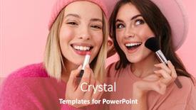  Presentation with joyful - Theme having image-of-two-joyful-women background and a coral colored foreground