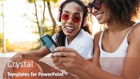  Presentation with african american girls - Audience pleasing presentation theme consisting of image-of-two-smiling-african backdrop and a red colored foreground