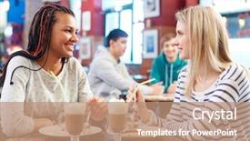  Presentation with teenage - Audience pleasing theme consisting of image of two teenage girls backdrop and a coral colored foreground