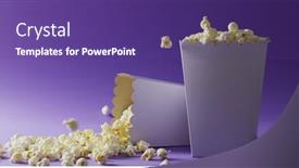  Presentation with fast food - Slide set having image-of-two-white-popcorn background and a  colored foreground