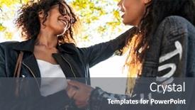  Presentation with african american girls - Presentation theme with image-of-two-young-african background and a dark gray colored foreground