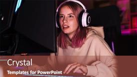  Presentation with video game - Presentation theme consisting of image-of-unhappy-focused-girl background and a tawny brown colored foreground