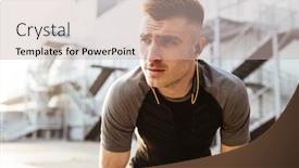  Presentation with area - Audience pleasing slide deck consisting of image-of-unshaven-caucasian-sportsman backdrop and a soft green colored foreground