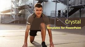  Presentation with area - Presentation theme featuring image-of-unshaven-caucasian-sportsman background and a tawny brown colored foreground