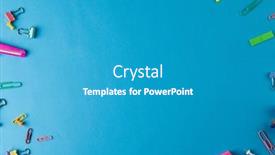  Presentation with education supplies - PPT layouts having image-of-various-office-supplies background and a teal colored foreground