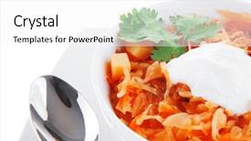  Presentation with cabbage - Slide deck with image of vegetable soup with cabbage and tomatoes background and a white colored foreground