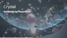  Presentation with global health - PPT theme enhanced with image-of-virus-cells-over background and a dark gray colored foreground
