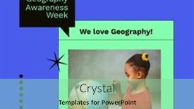  Presentation with education love - Slide set with image-of-we-love-geography background and a mint green colored foreground