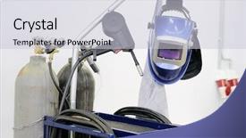  Presentation with welding - PPT theme consisting of image of welding equipment background and a lemonade colored foreground